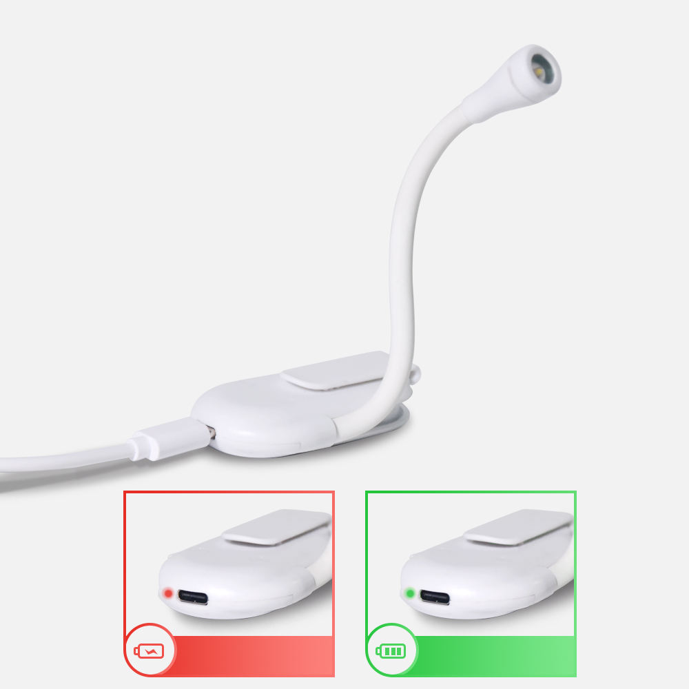LJC-182 Mini Clip Light - Portable USB Rechargeable LED Reading Book Light for Eye Protection